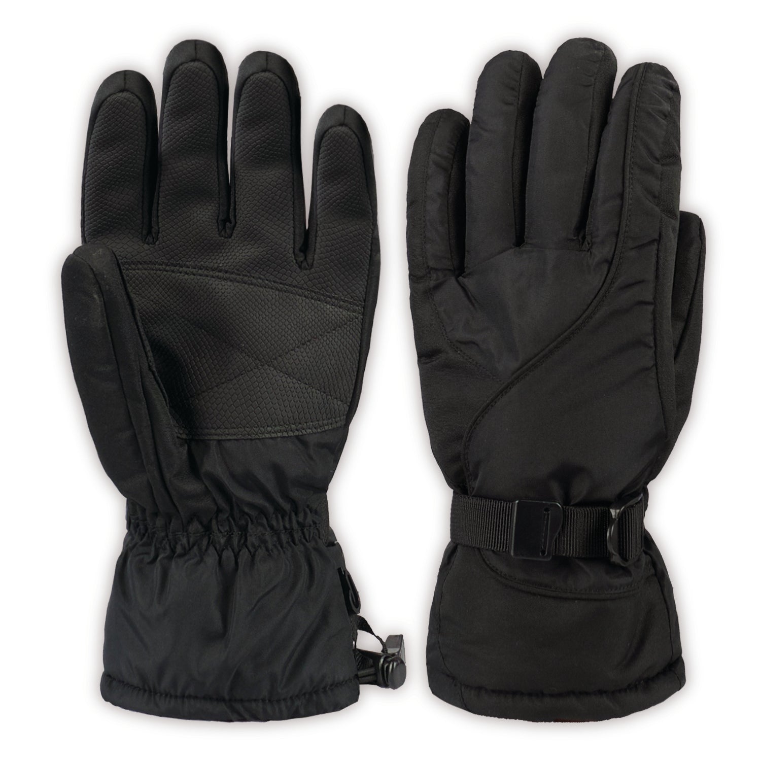 A pair of black waterproof gloves on a white background