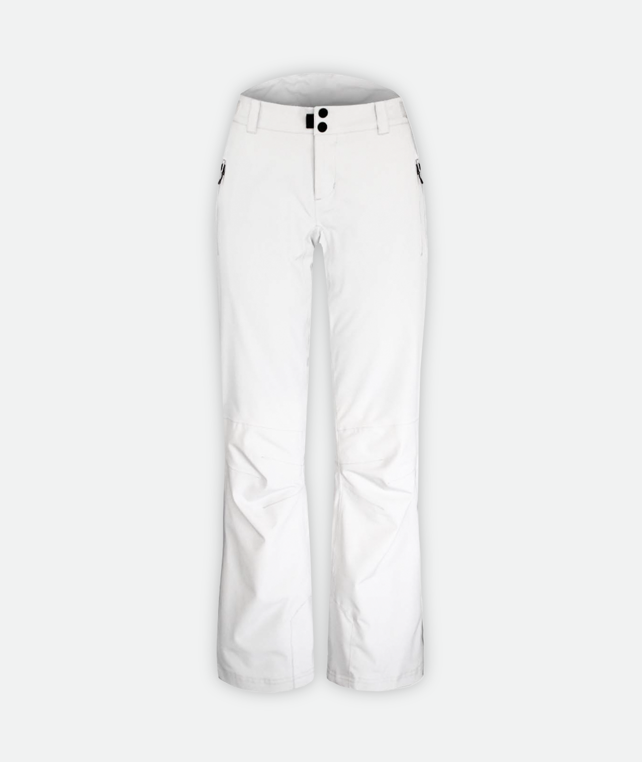 A pair of white ski pants on a white background
