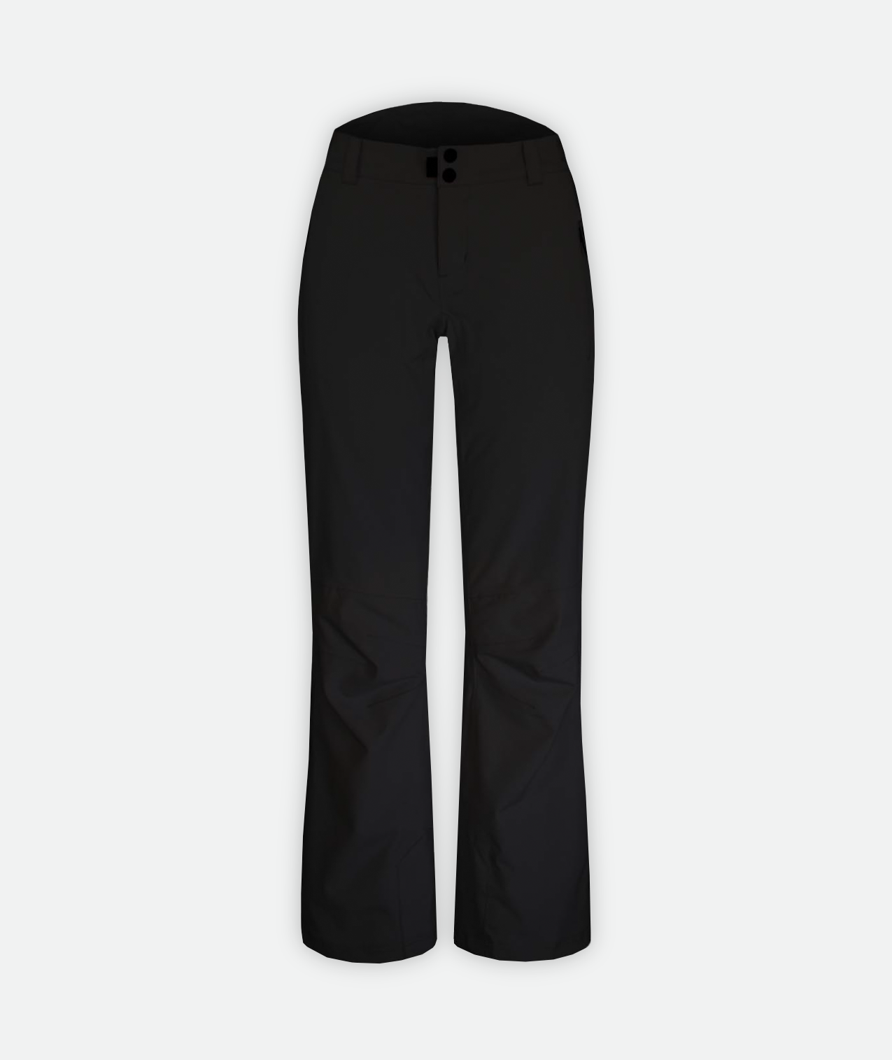 A pair of black ski pants on a white background