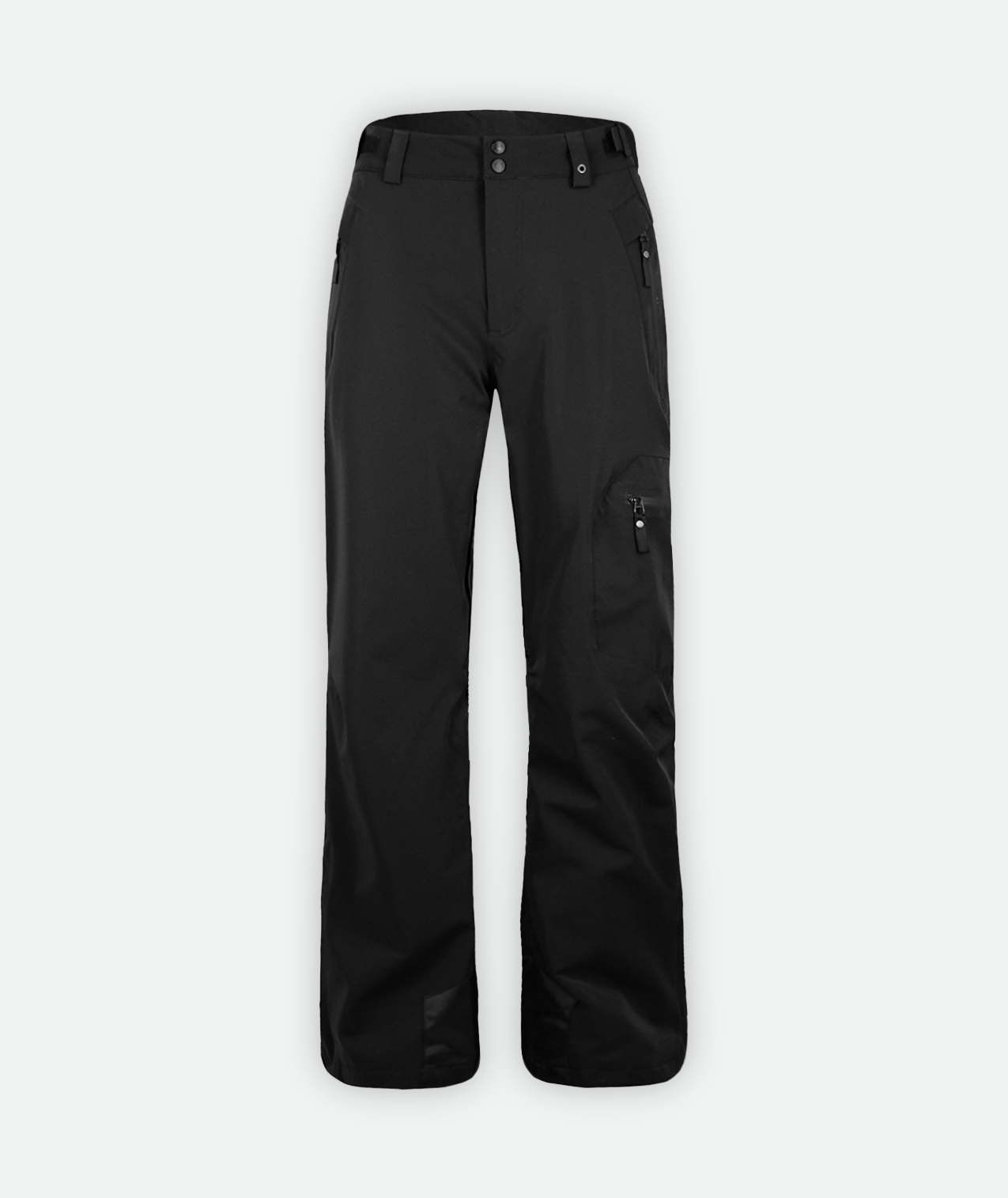 a pair of black insulated snow pants on a white background