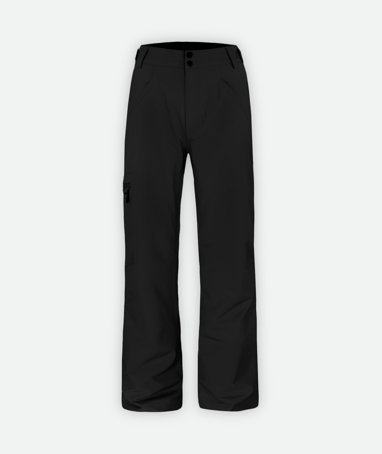 a pair of black insulated snow pants on a white background