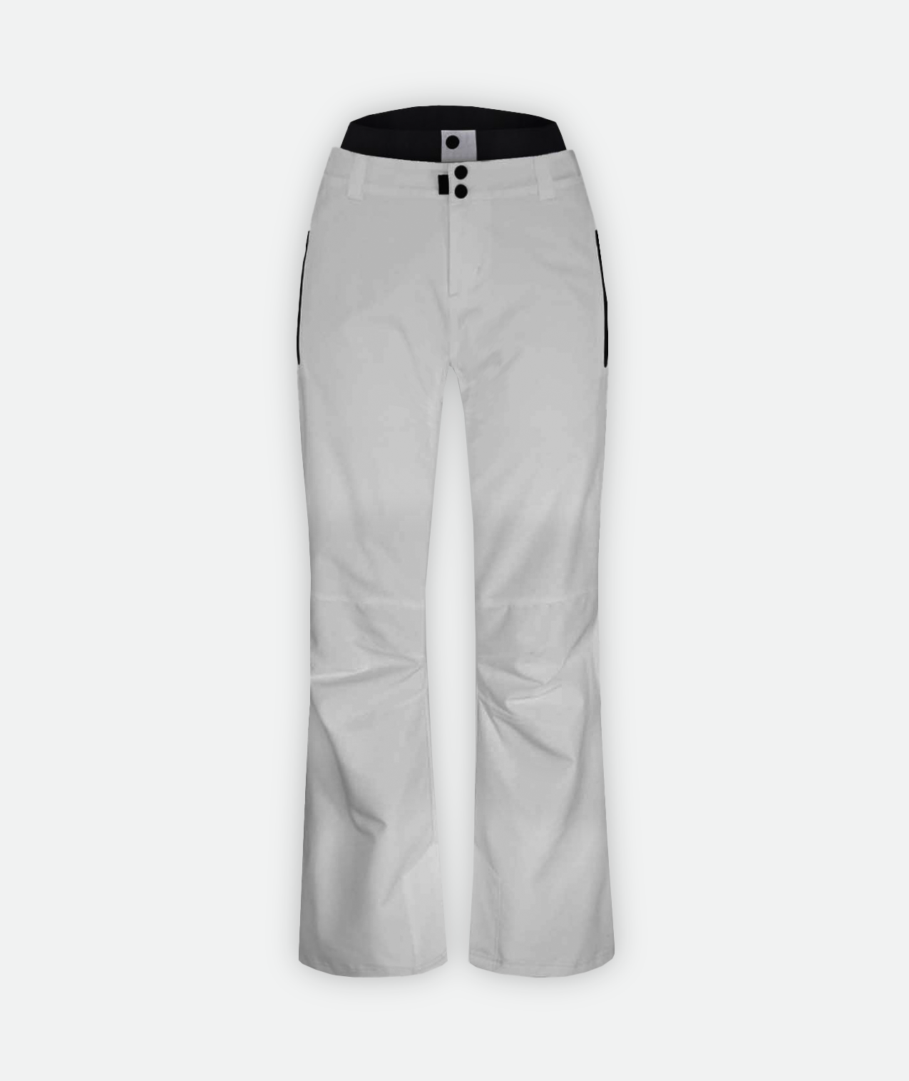 light gray snow pants with black accents on a white background