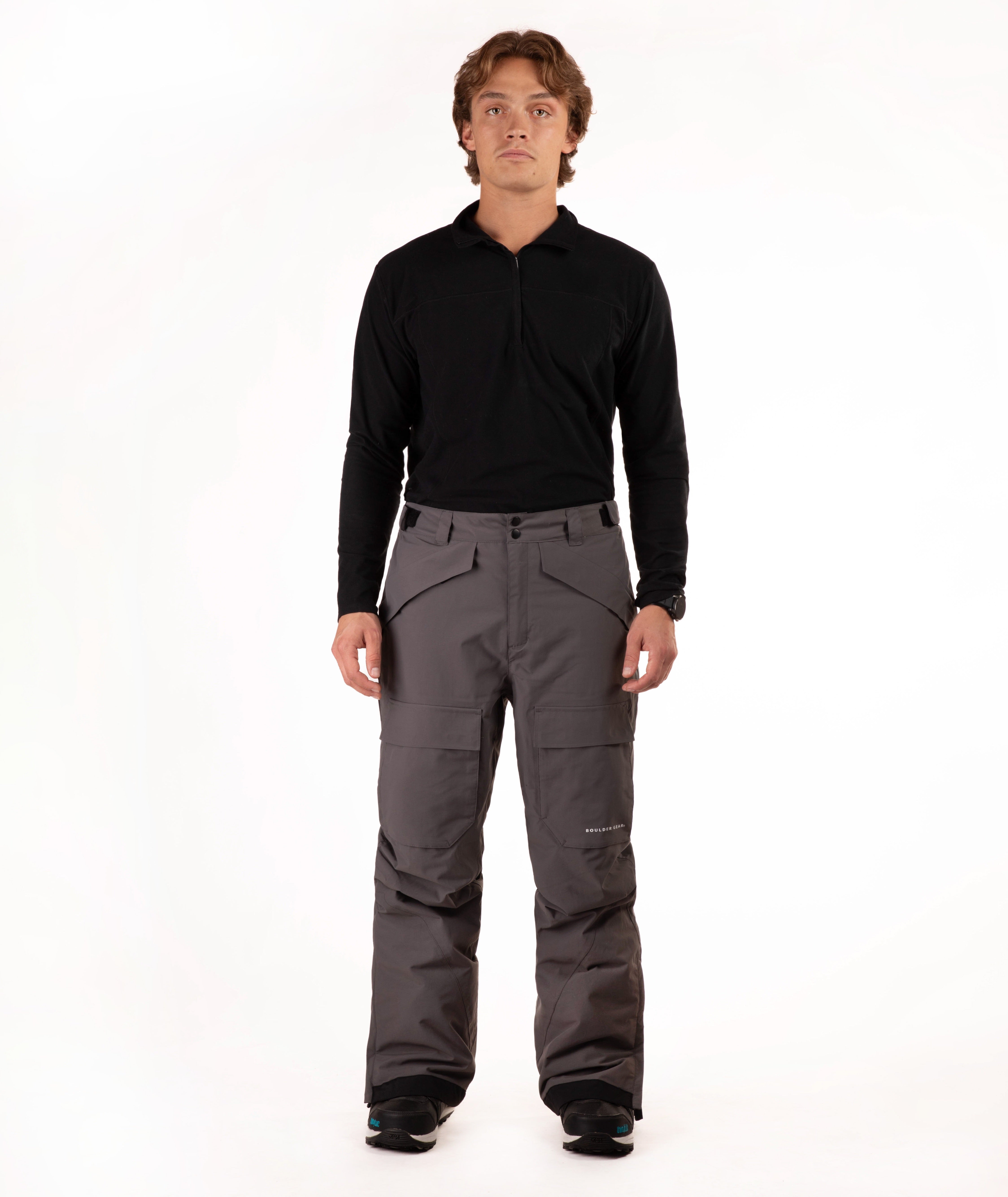 Person wearing a gray pants on a white background