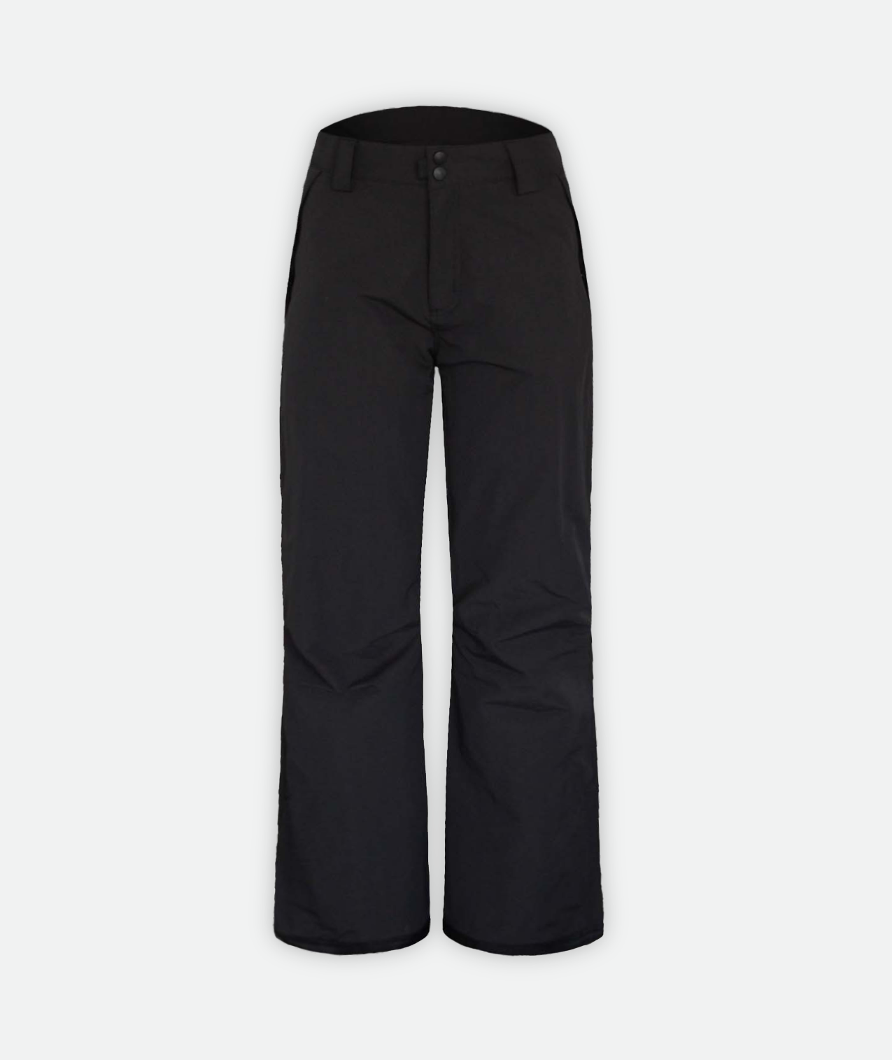 A pair of black men's ski pants on a white background