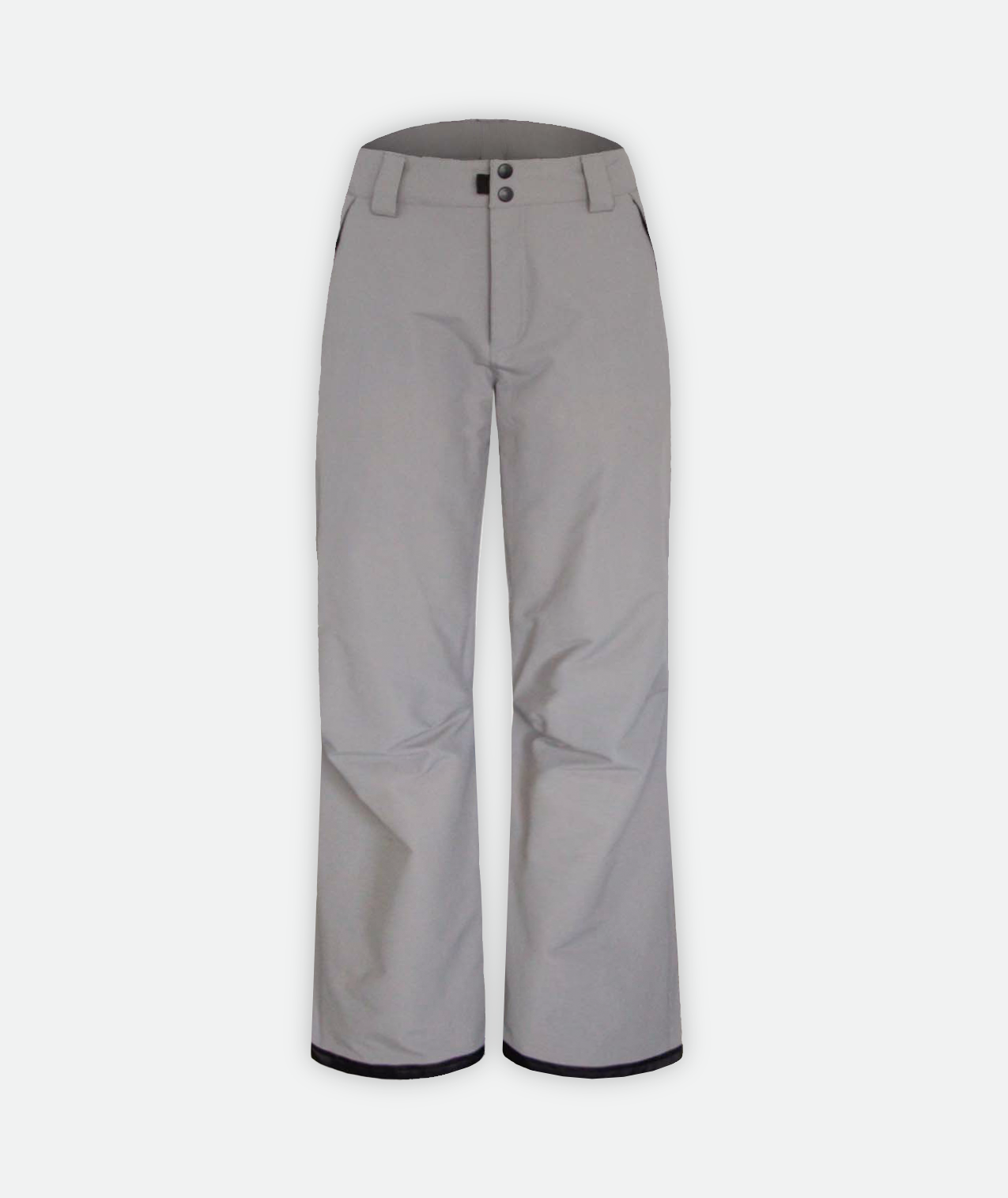 A pair of women's gray ski pants on a white background