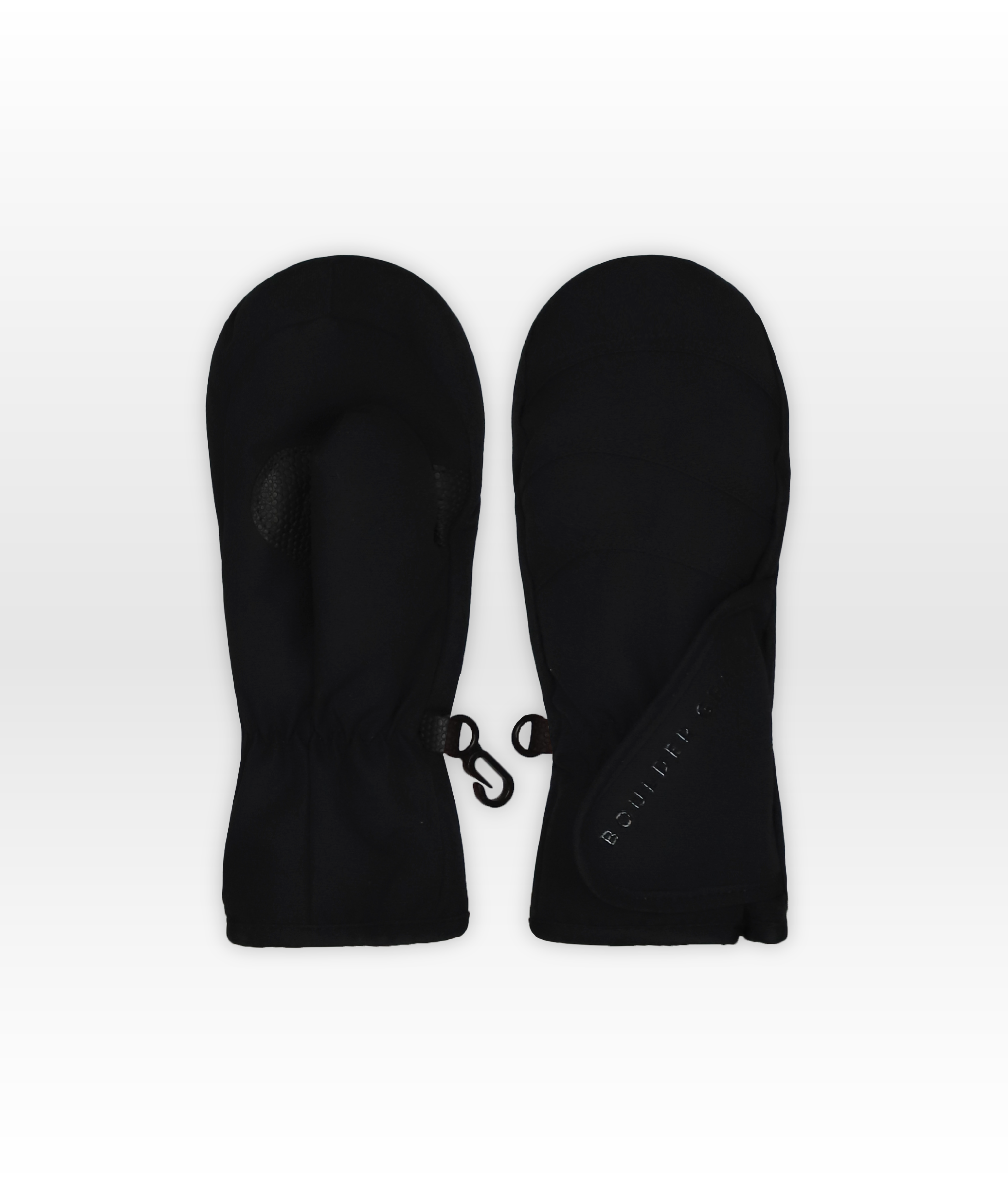 Pair of black mittens on a white background