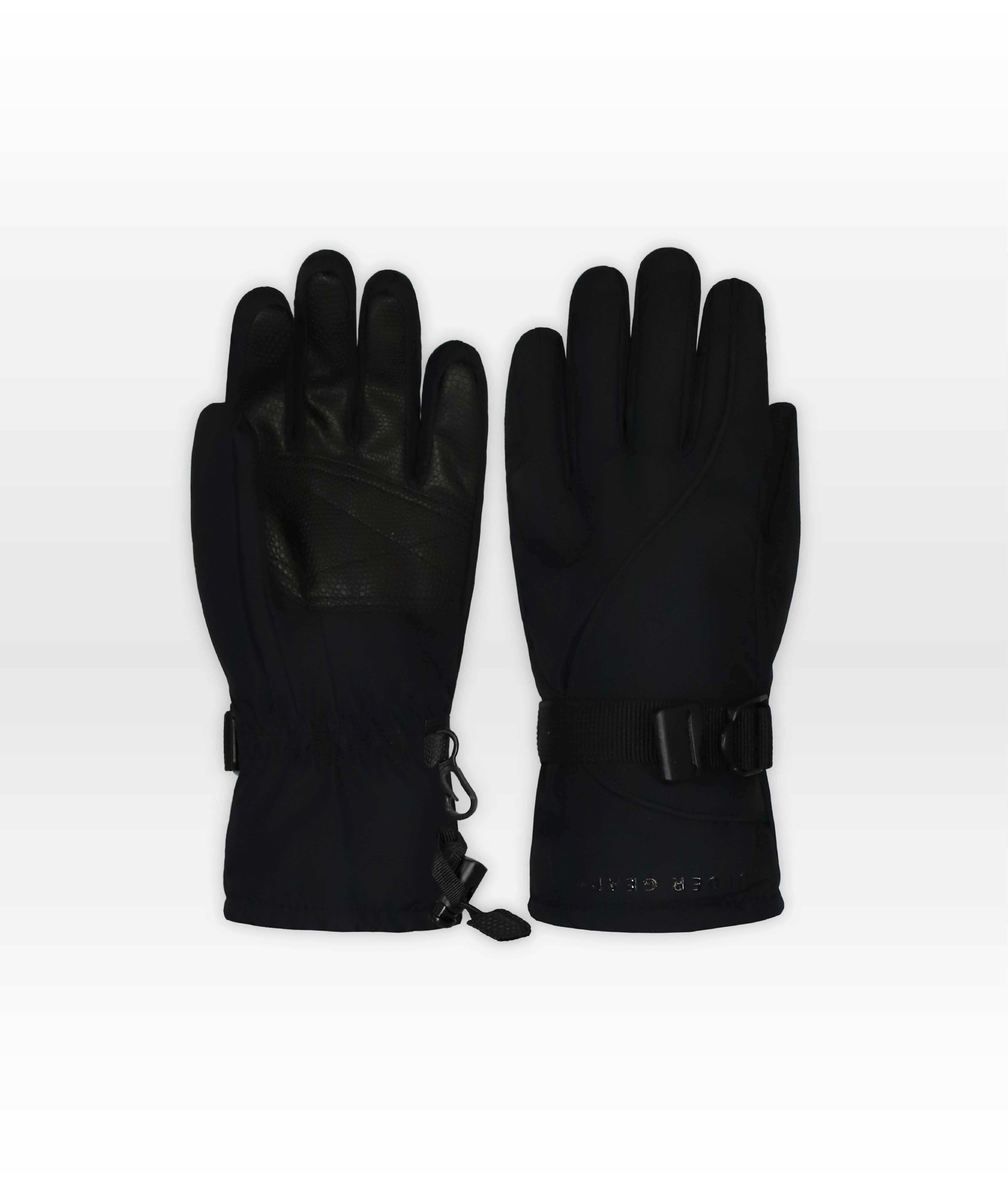 Pair of black gloves on a white background