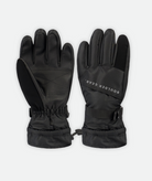 A pair of black youth gloves with fleece lining, featuring reinforced palms, wrist straps, and nose wipe panels on the thumbs on a white background