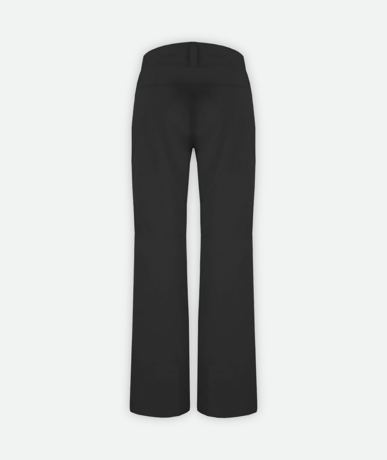 back of black ski pants on a white background