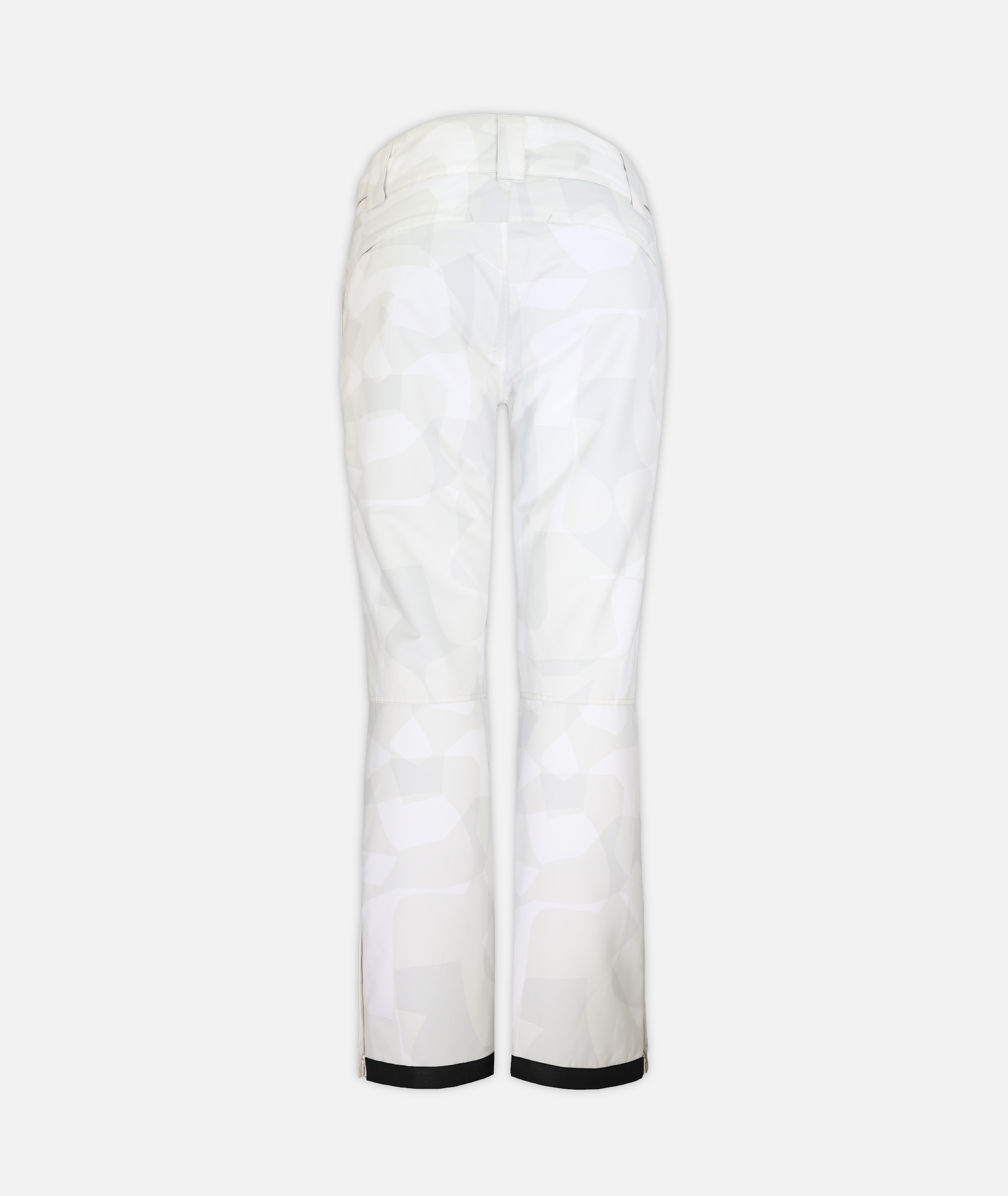 back of white camo patterned pants on a white background