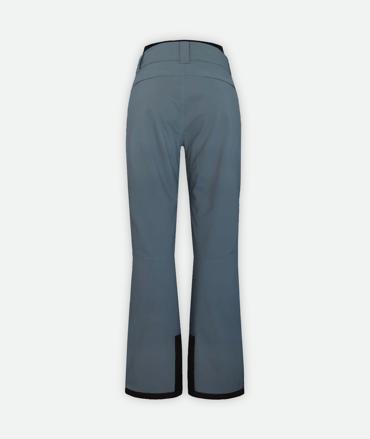 back of gray blue green pants on a white background