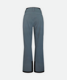 back of gray blue green pants on a white background