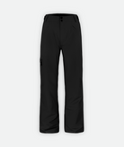 A pair of black snow pants designed for men on a white background