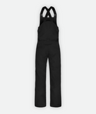 back of black snow bibs on a white background