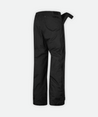 back of a pair of black side zip snow pants on a white background