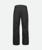 back of a pair of black insulated snow pants with cargo pockets on a white background.