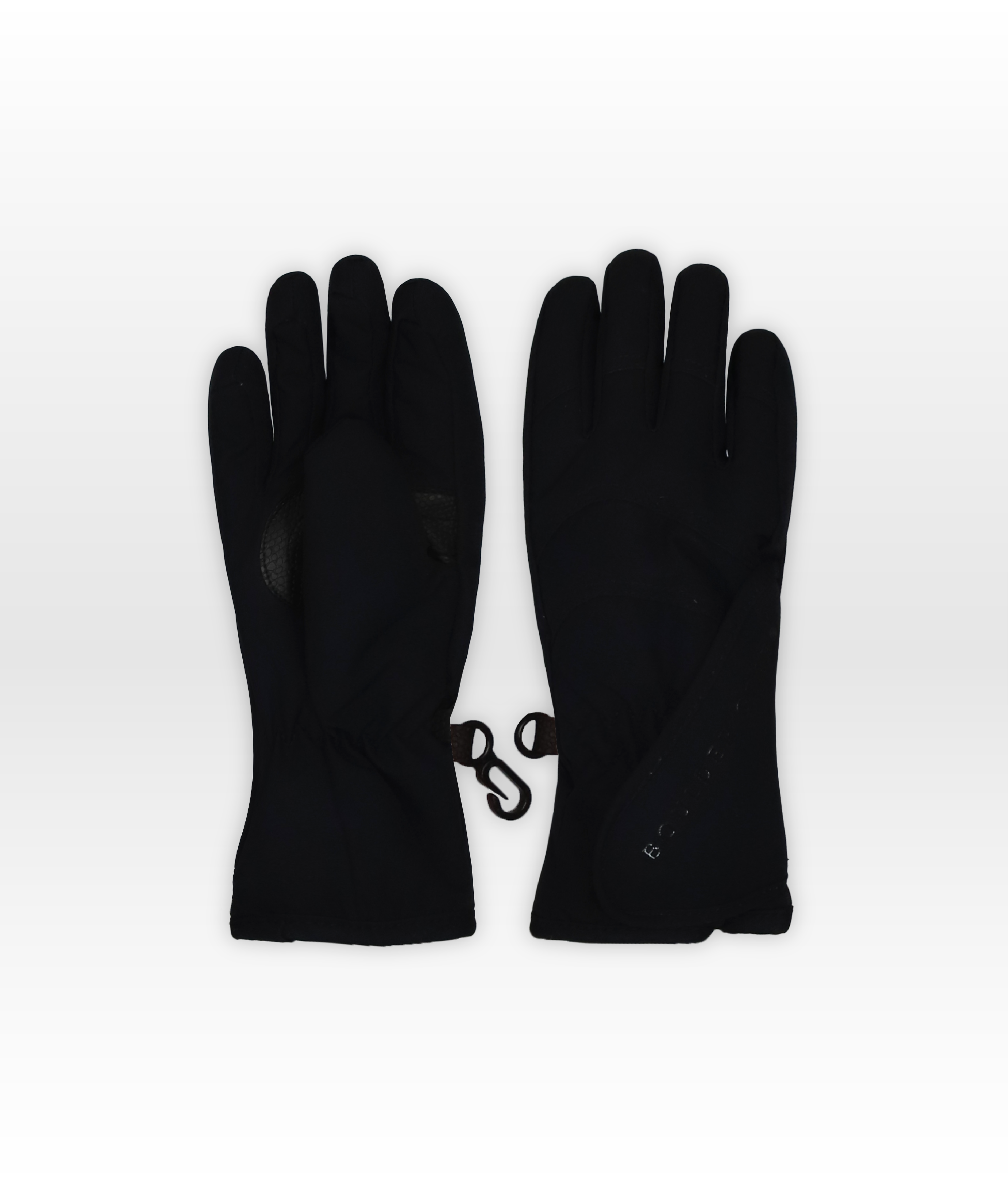 Pair of black gloves on a white background
