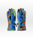 Colorful checker pattern gloves on a white background