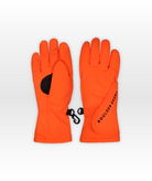 Pair of orange gloves on a white background