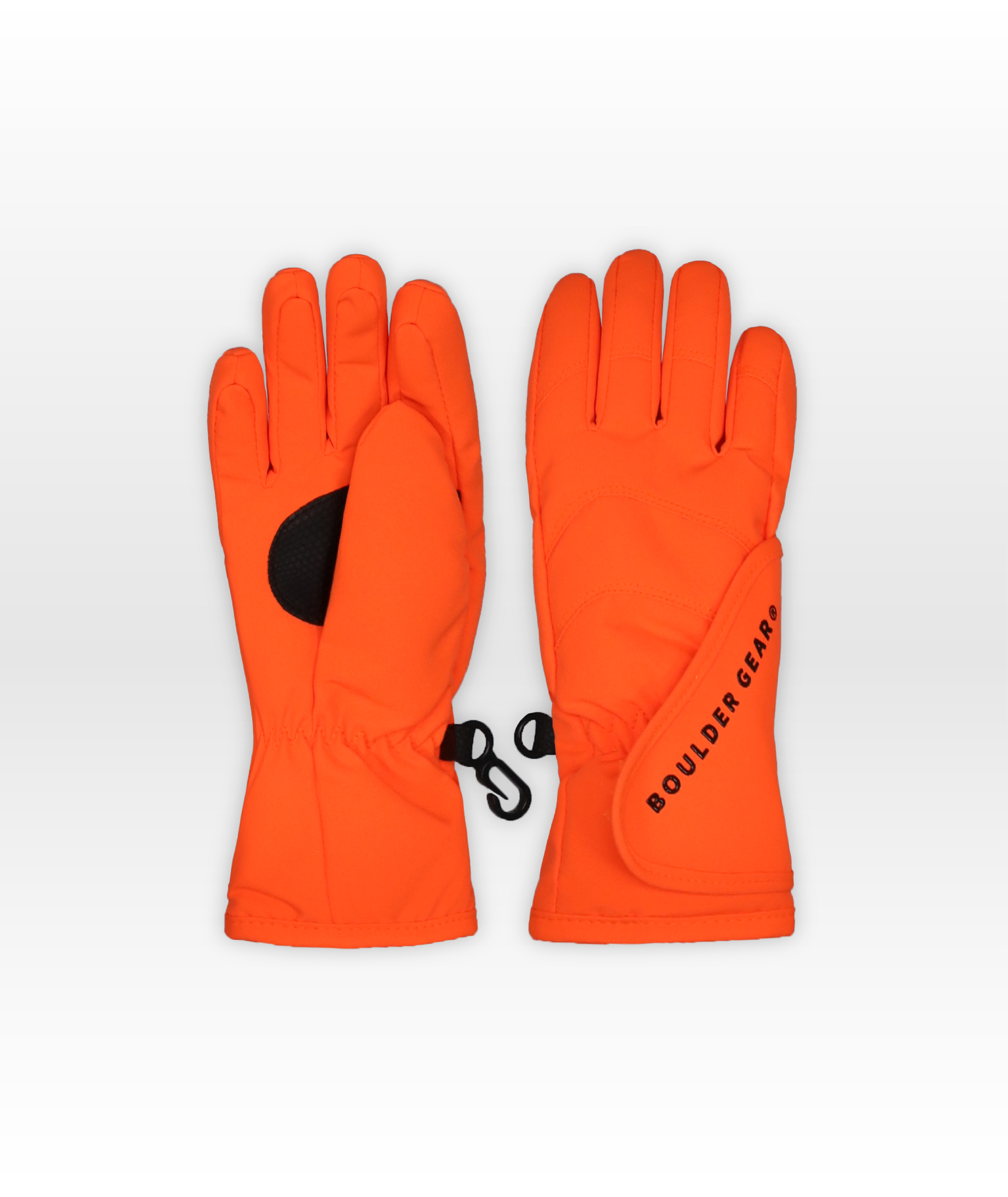 Pair of orange gloves on a white background