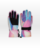 Colorful gloves with a soft geometric pattern on a white background