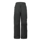 youth sized snow pants in black with cargo pocket on a white background