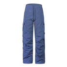 youth sized snow pants in gray with cargo pocket on a white background