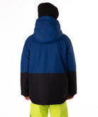 Youth Boy wearing a blue and black jacket on a white background