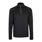 black quarter zip long sleeve top on white background