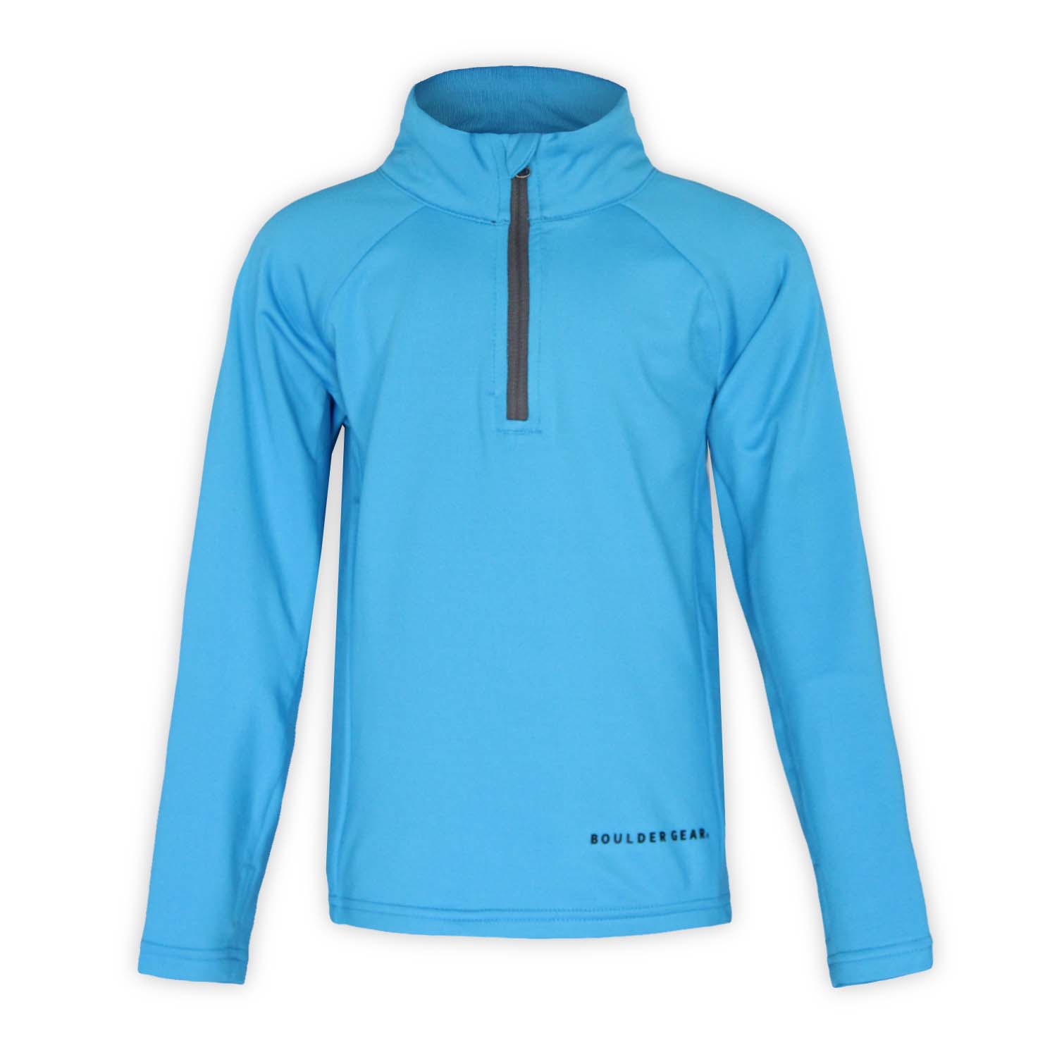 blue quarter zip with long sleeves on a white background