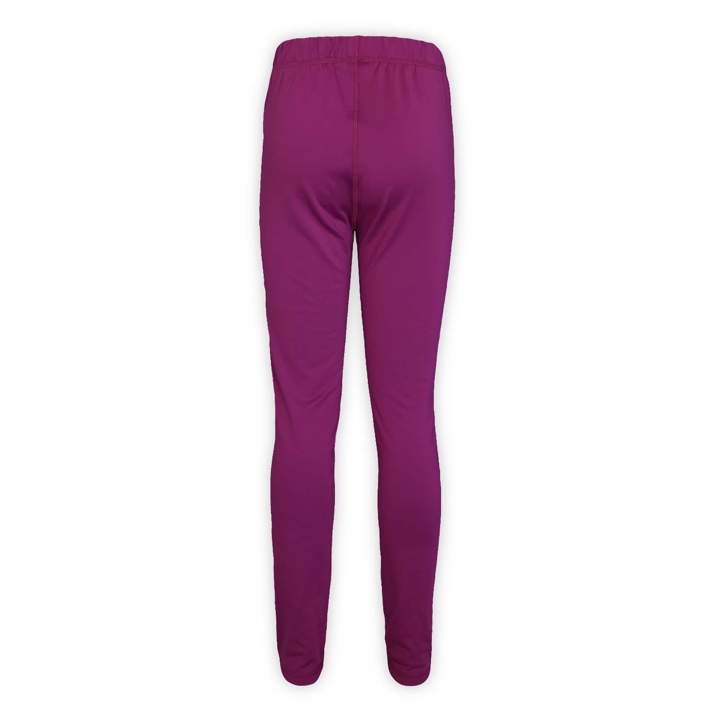 back of a pair of plum colored jersey fleece pants on a white background