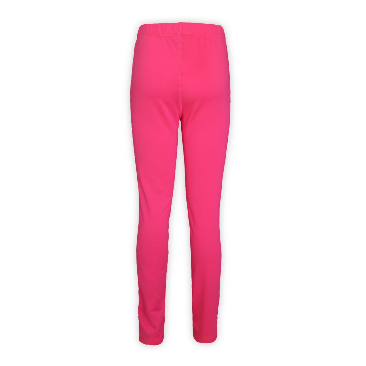 back of a pair of pink jersey fleece pants on a white background